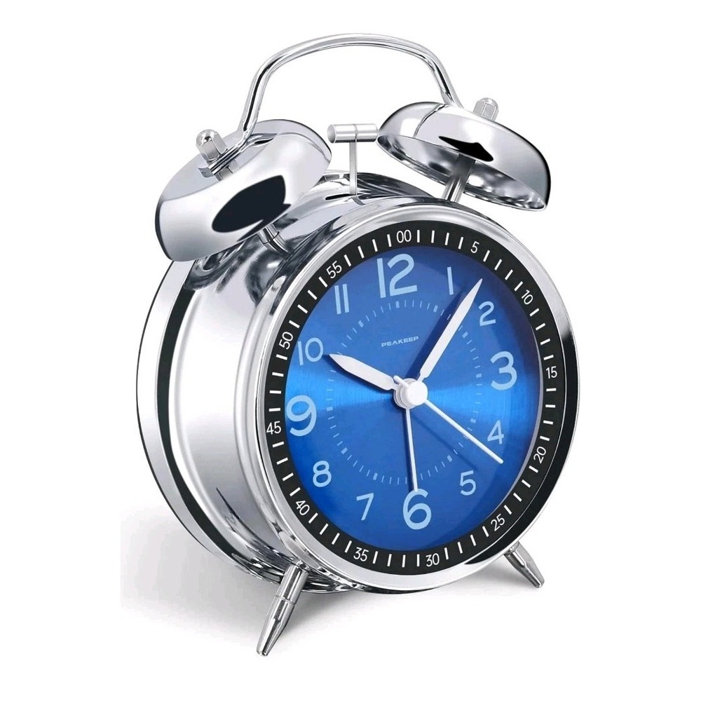Peakeep Loud Alarm Clock for Heavy Sleepers Adults,‎ Metal 4.5 Jewel Blue